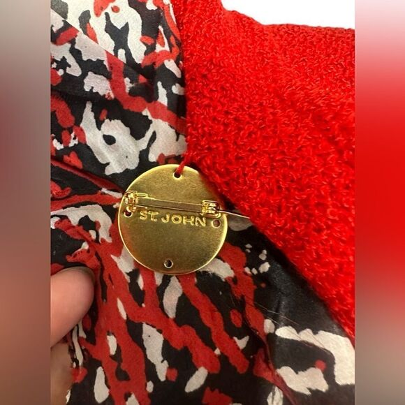 NWT St. John Venetian Red $1250 Tweed Boucle Wool Blend Jacket Blazer Size 10 - Picture 15 of 16